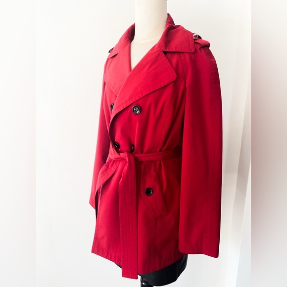Calvin Klein Red Trench Coat with Sash – Size Small - Picture 3 of 12